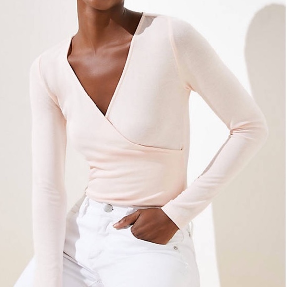 LOFT Tops - LOFT Wrap Body Suite Long Sleeve Size L XL XXL